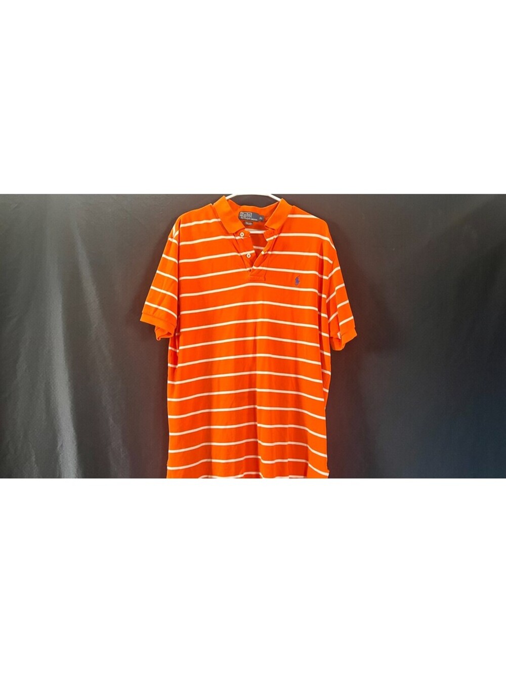 Polo Ralph Lauren Men XL Orange White Stripe Cotton Pony Logo Polo Shirt